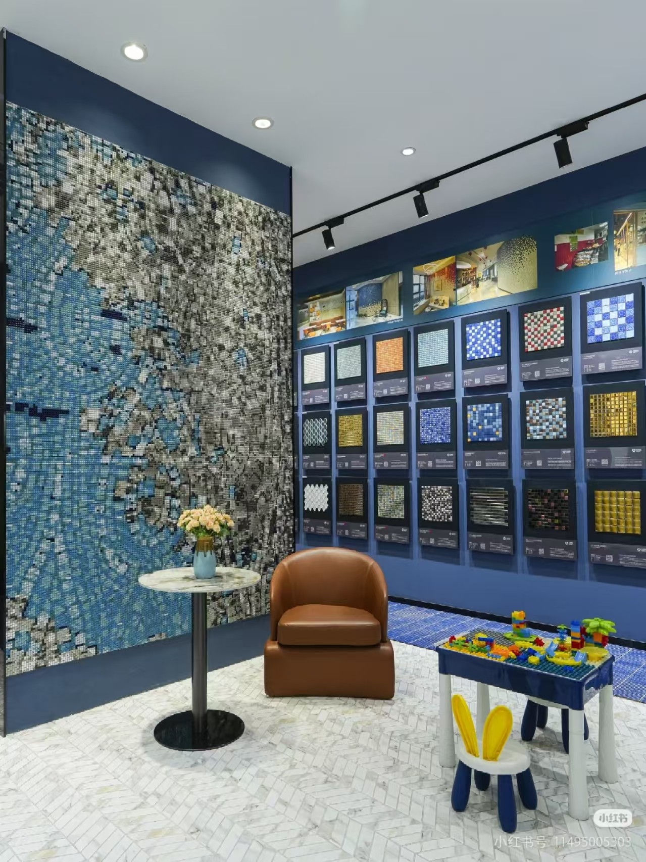 HUITLONG MOSAIC showroom feature wall with architectural mosaic samples