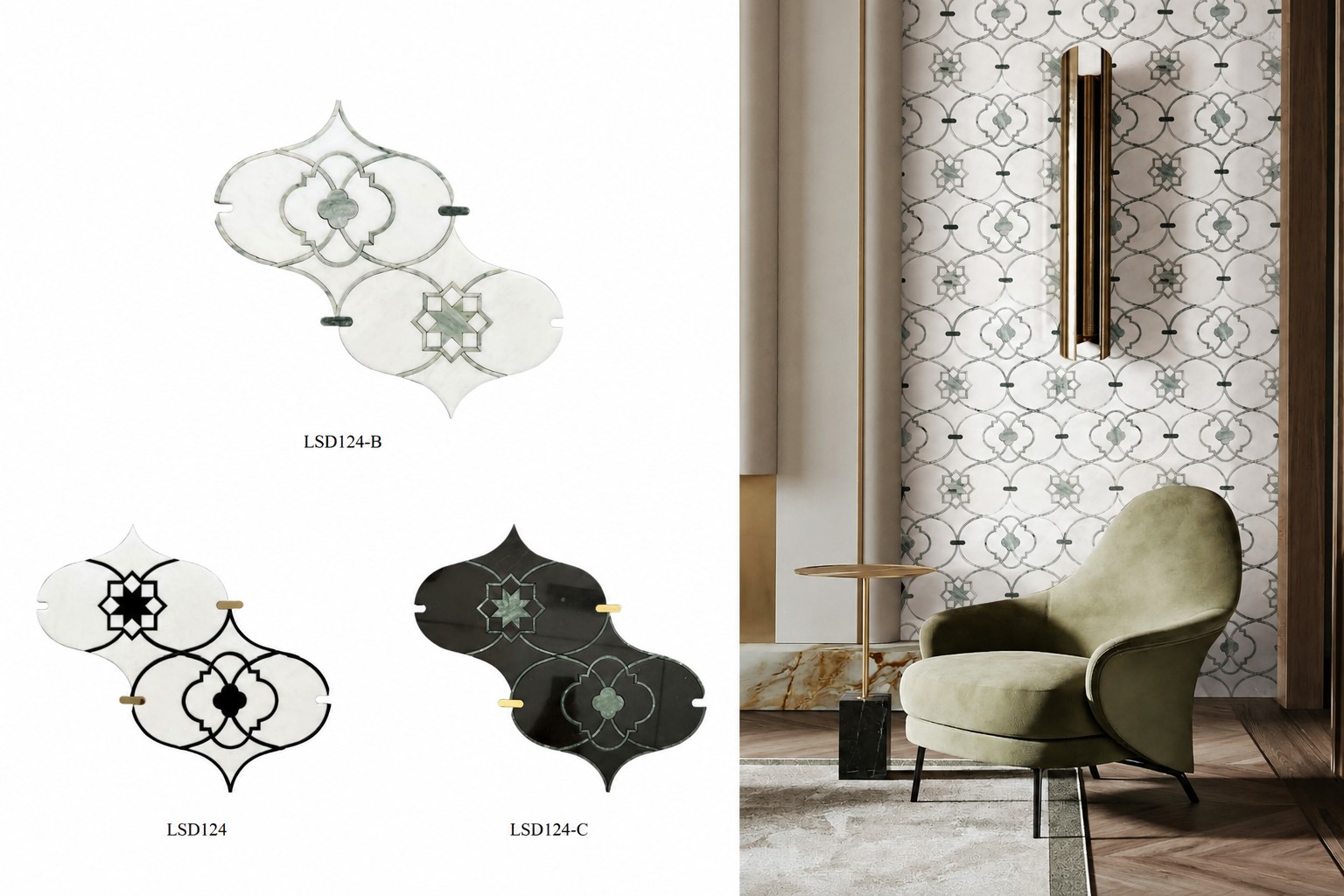 Botanical Rhythm floral stone mosaic pattern