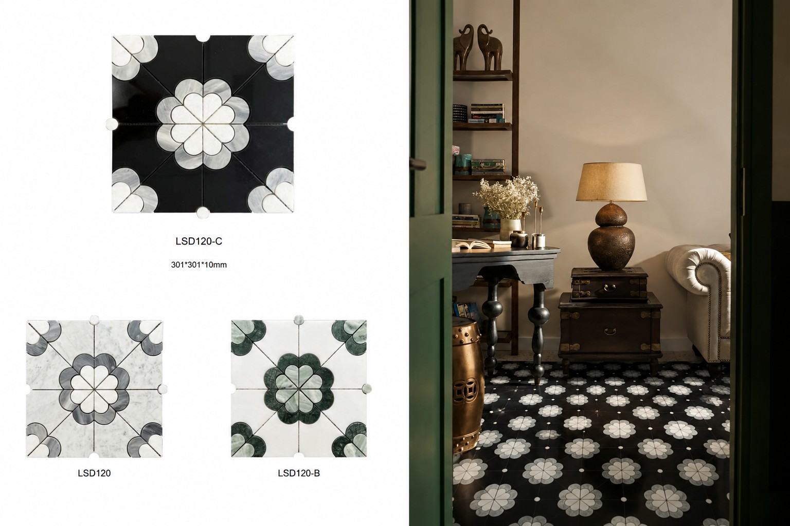 Circular Harmony circular geometric stone mosaic