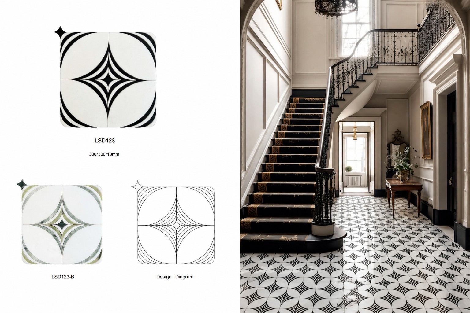 Heritage Arabesque geometric natural stone mosaic