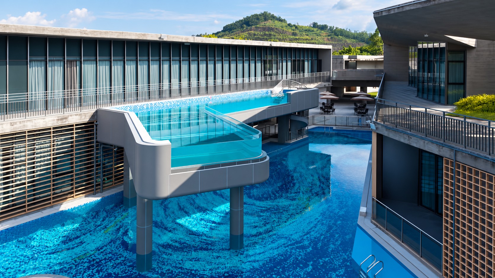 Huizhou resort pool custom mosaic detail by HUITLONG MOSAIC