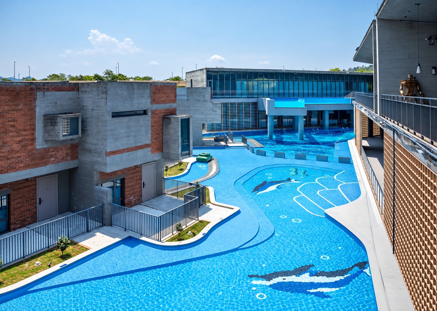 Huizhou resort pool mosaic project architectural integration by HUITLONG MOSAIC